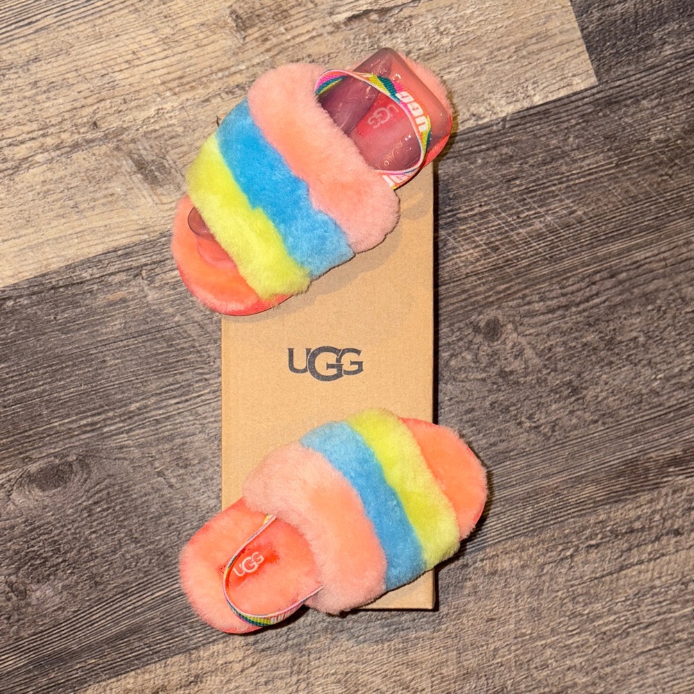 UGG Multicolor Fluffy Slides